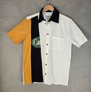 Caterpillar Shirt Mens Sz S Black White Yellow Premium Racing Cat Nascar